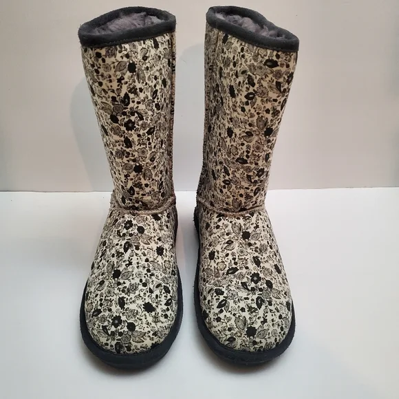 Bearpaw Womens Ivy Charcoal Floral Boots Size 7 - Picture 5 of 8